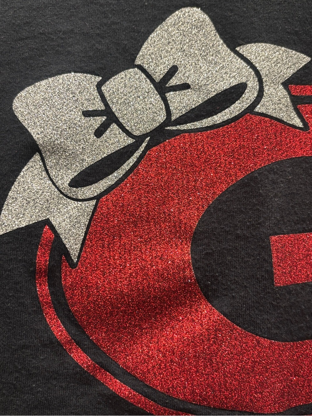 Georgia | Black Glitter G Cotton T-Shirt